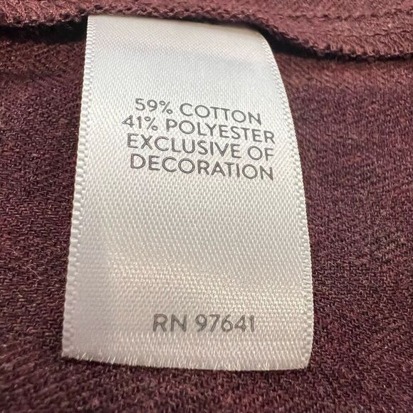 J. Jill Embroidered Beaded Burgundy Long Sleeve Top Size XL - Picture 10 of 11